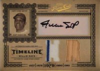 2005 Playoff Prime Cuts Timeline #T-47 Willie Mays Material Combo Cy HR-Signature Baseball Card
