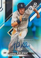 2019 Bowman Platinum Top Prospects #TOP8 Jarred Kelenic Autograph-Blue Baseball Card