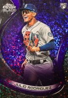 2022 Topps Chrome Black #10 Julio Rodriguez Purple Mini Diamond Refractor Baseball Card