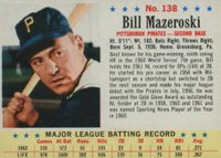 1963 Post Cereal #138 Bill Mazeroski Hand Cut Baseball Card