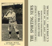 1916 Sporting News #111 Leslie Mann Baseball Card
