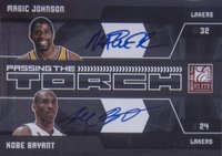 2009 Donruss Elite Passing the Torch #1 Kobe Bryant/Magic Johnson Autograph Basketball Card