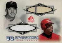 2001 SP Authentic UD Exclusives Game Jersey Combos #UDCMG Ken Griffey Jr./Mickey Mantle Baseball Card