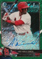 2018 Bowman Prospects Autographs Chrome #BW Jose Adolis Garcia Green Shimmer Baseball Card