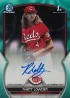 2023 Bowman Draft Chrome Prospect Autograph #CDARLO Rhett Lowder Aqua Lava Baseball Card