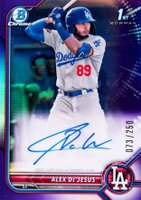 2022 Bowman Chrome Prospect Autographs #CPAAD Alex de Jesus Purple Refractor Baseball Card