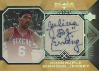 2004 Upper Deck Black Diamond Jersey #QDJJE Julius Erving Autograph-Quadruple Basketball Card