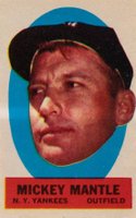 1963 Topps Peel-Offs # Mickey Mantle Blank Back Baseball Card