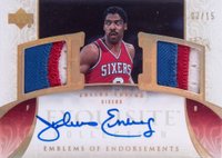 2005 Upper Deck Exquisite Collection Emblems of Endorsements #EM-JE Julius Erving Autograph-Jersey Basketball Card