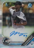 2019 Bowman Chrome Prospects Autographs #CPAEC Edward Cabrera Refractor Baseball Card