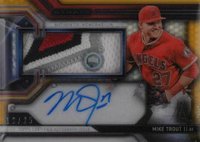 2016 Topps Strata Clearly Authentic Autograph Relic #MT Mike Trout Gold Baseball Card
