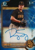2022 Bowman Draft Chrome Draft Pick Autographs #CDARS Robby Snelling Blue Wave Refractor Baseball Card