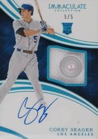 2016 Panini Immaculate #105 Corey Seager Autograph Patch-Blue Baseball Card