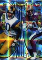 1997 Bowman's Best Mirror Image  #MI7 Bruce/Rice/Harrison/Martin Atomic Refractor Football Card