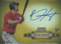 2012 Bowman Sterling Autograph Rookie #BH Bryce Harper Gold Refractor Baseball Card