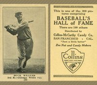 1917 Collins-McCarthy #185 Buck Weaver Baseball Card