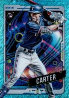 2024 Topps Chrome Cosmic #32 Evan Carter Aqua Equinox Refractor Baseball Card