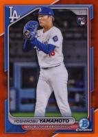 2024 Bowman Chrome #73 Yoshinobu Yamamoto Orange Refractor Baseball Card