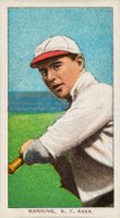 1909 White Borders Piedmont & Sweet Caporal #301 Rube Manning Batting Baseball Card