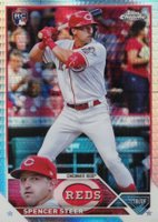 2023 Topps Chrome #146 Spencer Steer Prism Refractor Baseball Card