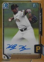 2015 Bowman Chrome Draft Pick Autograph #BCAKHA KE'Bryan Hayes Gold Refractor Baseball Card