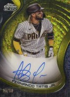 2022 Topps Chrome Black Autographs #FTJ Fernando Tatis Jr. Gold Mini Diamond Refractor Baseball Card