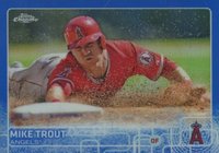 2015 Topps Chrome #51 Mike Trout Sliding-Blue Refractor Baseball Card