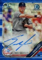 2019 Bowman Draft Chrome Draft Picks Autograph #CDAJS Josh Smith Blue Wave Refractor Baseball Card