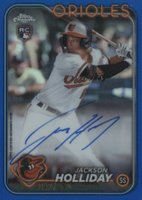 2024 Topps Chrome Rookie Autographs #RAJH Jackson Holliday Blue Refractor Baseball Card