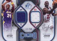 2009 SP Game Used Combo Materials #CM-JB Kobe Bryant/Michael Jordan 50 Basketball Card