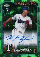 2024 Topps Chrome Sapphire Update Series Chrome Sapphire Autographs #WL Wyatt Langford Green Baseball Card