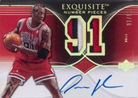 2006 Upper Deck Exquisite Collection Number Pieces Autograph Relic #EN-RO Dennis Rodman Basketball Card