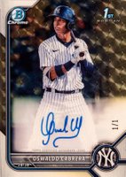 2022 Bowman Chrome Prospect Autographs #CPAOC Oswaldo Cabrera Superfractor 1/1 Baseball Card