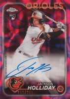 2024 Topps Chrome Update Chrome Rookie Autographs #RAJH Jackson Holliday Magenta/Purple Lava Lamp Baseball Card
