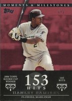 2007 Topps Moments & Milestones  #72 Hanley Ramirez 153 Hits-Red 1/1 Baseball Card
