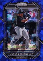 2023 Panini Prizm #135 Jasson Dominguez Blue Ice Baseball Card