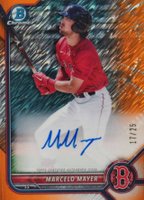 2022 Bowman Chrome Prospect Autographs #CPAMMY Marcelo Mayer Orange Shimmer Refractor Baseball Card