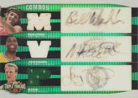 2006 Topps Triple Threads Relics Combos Autographs #6 Bill Walton/Larry Bird/Magic Johnson Emerald Basketball Card