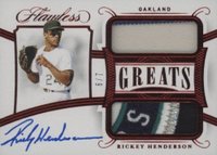2020 Panini Flawless Greats Dual Memorabilia Autographs #GDMRH Ricky Henderson Ruby Baseball Card