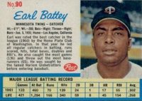 1962 Post Cereal #90 Earl Battey Baseball Card