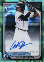 2024 Bowman Draft Chrome Prospect Autographs #CPACJ Carter Johnson Aqua Lava Baseball Card