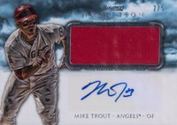 2013 Bowman Inception Autograph Jumbo Relic #MT Mike Trout Blue Baseball Card