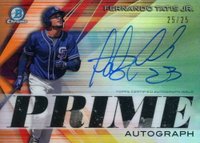 2019 Bowman Chrome Prime Autograph #FTJ Fernando Tatis Jr. Orange Refractor Baseball Card