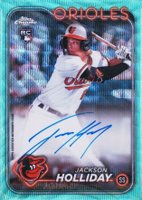 2024 Topps Chrome Rookie Autographs #RAJH Jackson Holliday Aqua Wave Baseball Card