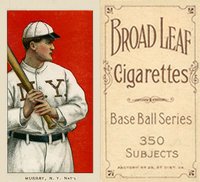 1909 White Borders Broadleaf 350  #352 Red Murray Batting Baseball Card