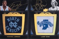 2011 Upper Deck Exquisite Collection UD Black Dual Patch Autographs #LP2-BJ Jordan/Bird Basketball Card