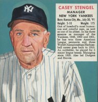 1952 Red Man Tobacco # Casey Stengel Hand Cut-Without Tab Baseball Card