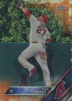 2016 Topps Chrome #1 Mike Trout Jumping-Orange Refractor Baseball Card