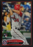 2012 Topps Chrome #196 Bryce Harper Hitting-Black Refractor Baseball Card