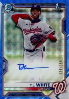 2021 Bowman Draft Chrome Draft Pick Autographs #CDATWH T.J. White Blue Wave Refractor Baseball Card